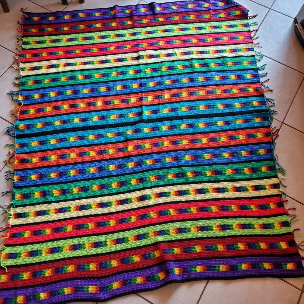 Crochet   Multicolored Throw Blanket